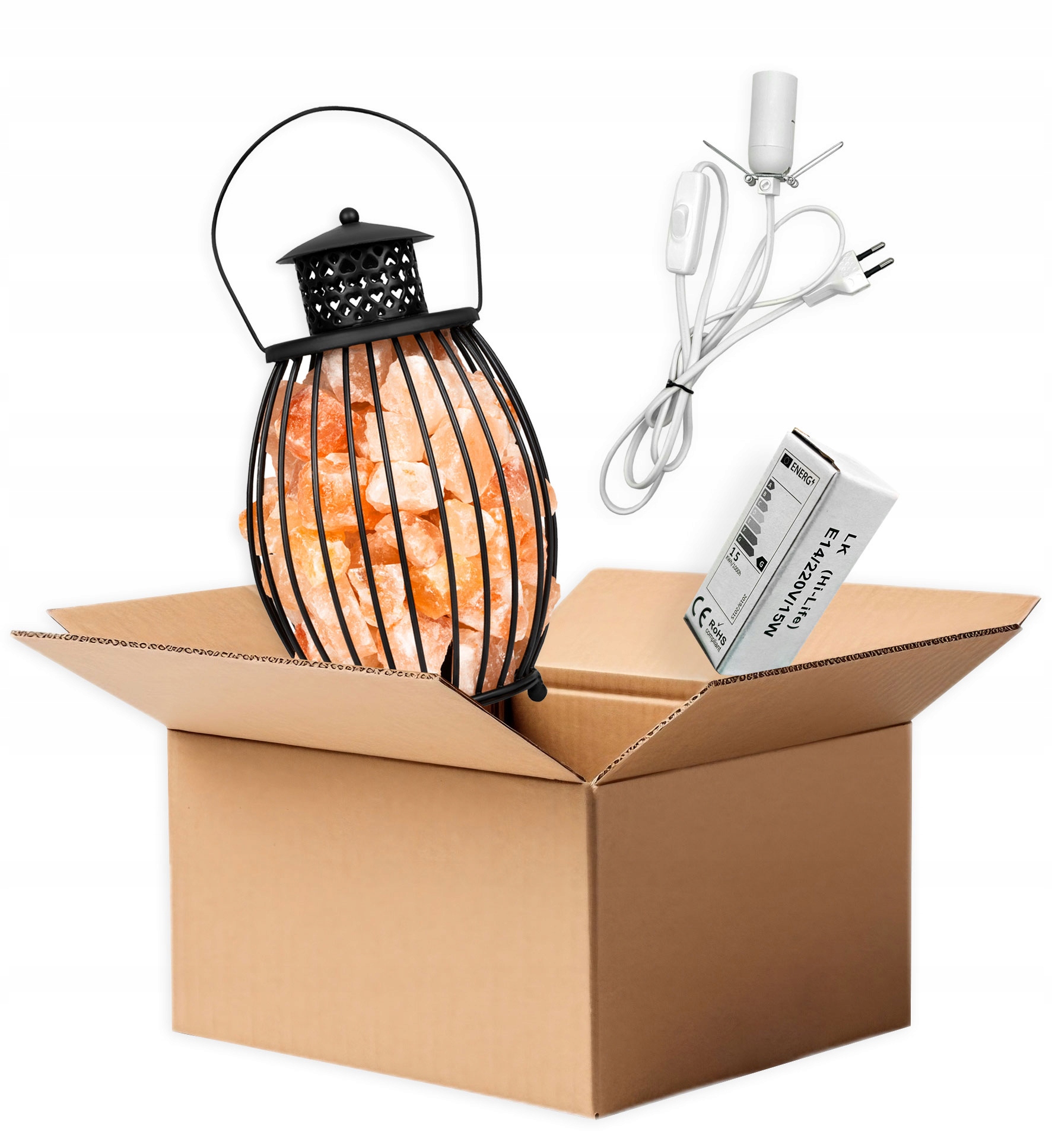 Himalájská solná lampa v kovovém koši Laterna - obrazek 6