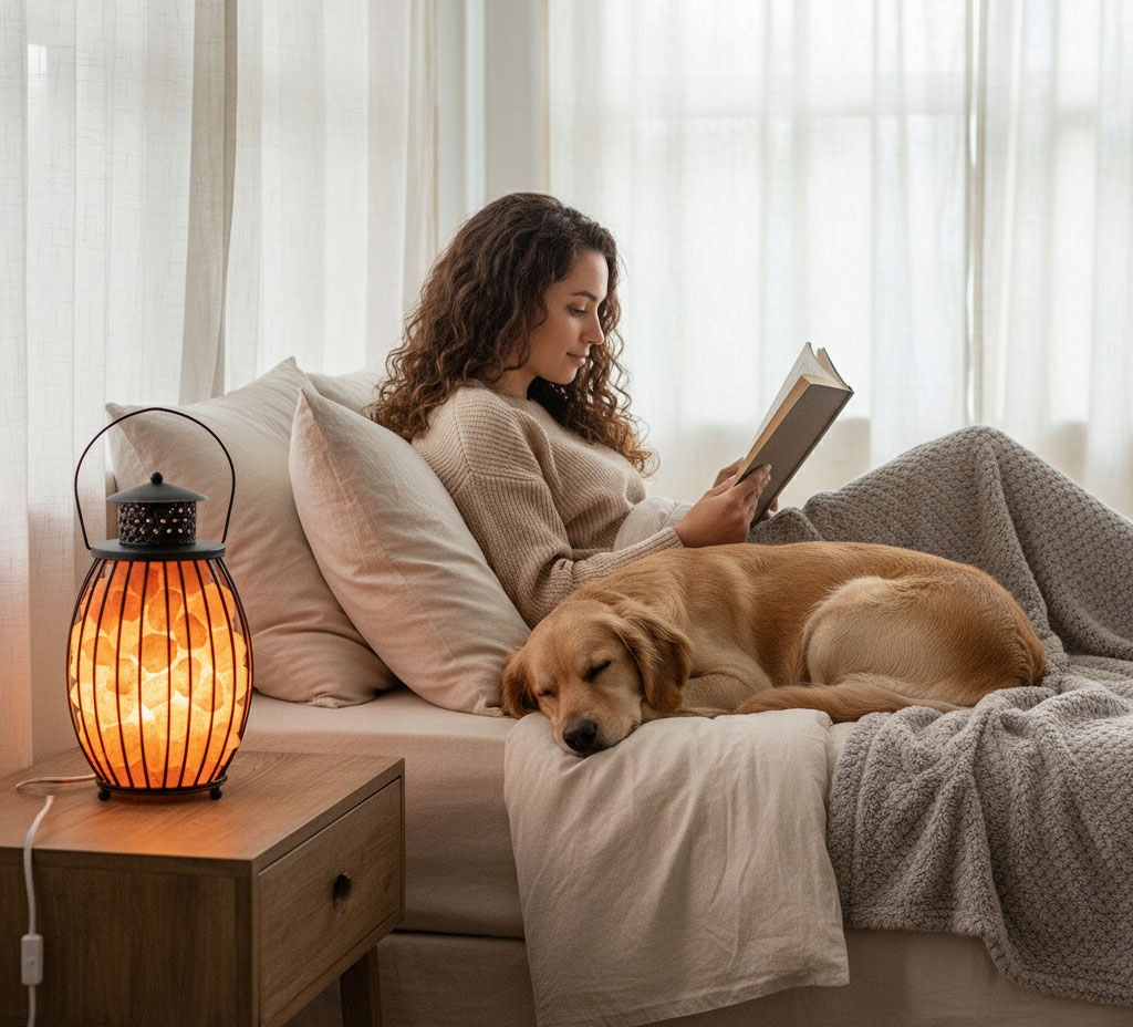 Himalájská solná lampa v kovovém koši Laterna - obrazek 4