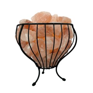 Solná lampa v kovovém koši VULCAN, himalájská sůl