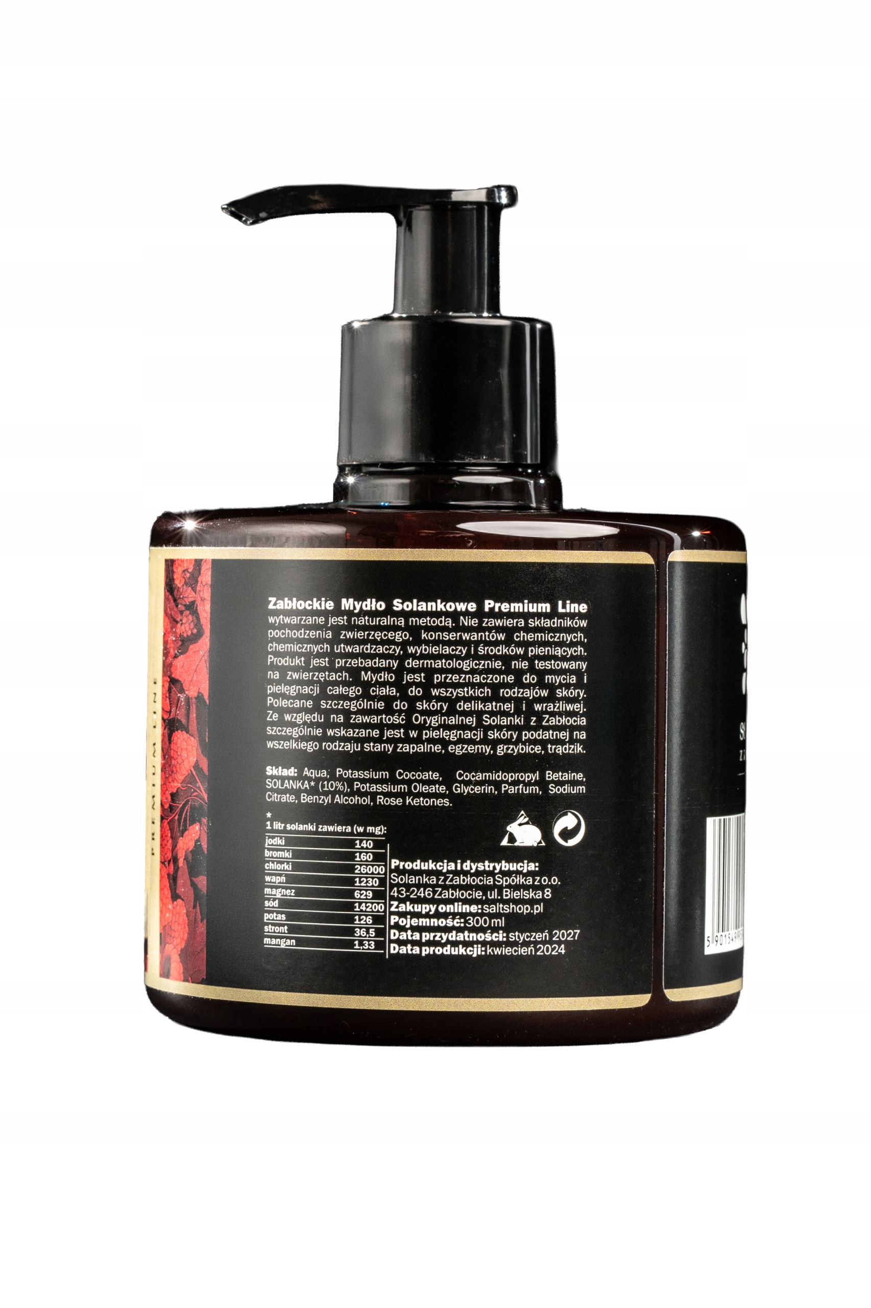 ZABŁOCKIE MYDŁO SOLANKOWE W PŁYNIE SOCZYSTA MALINA 300ml - obrazek 3