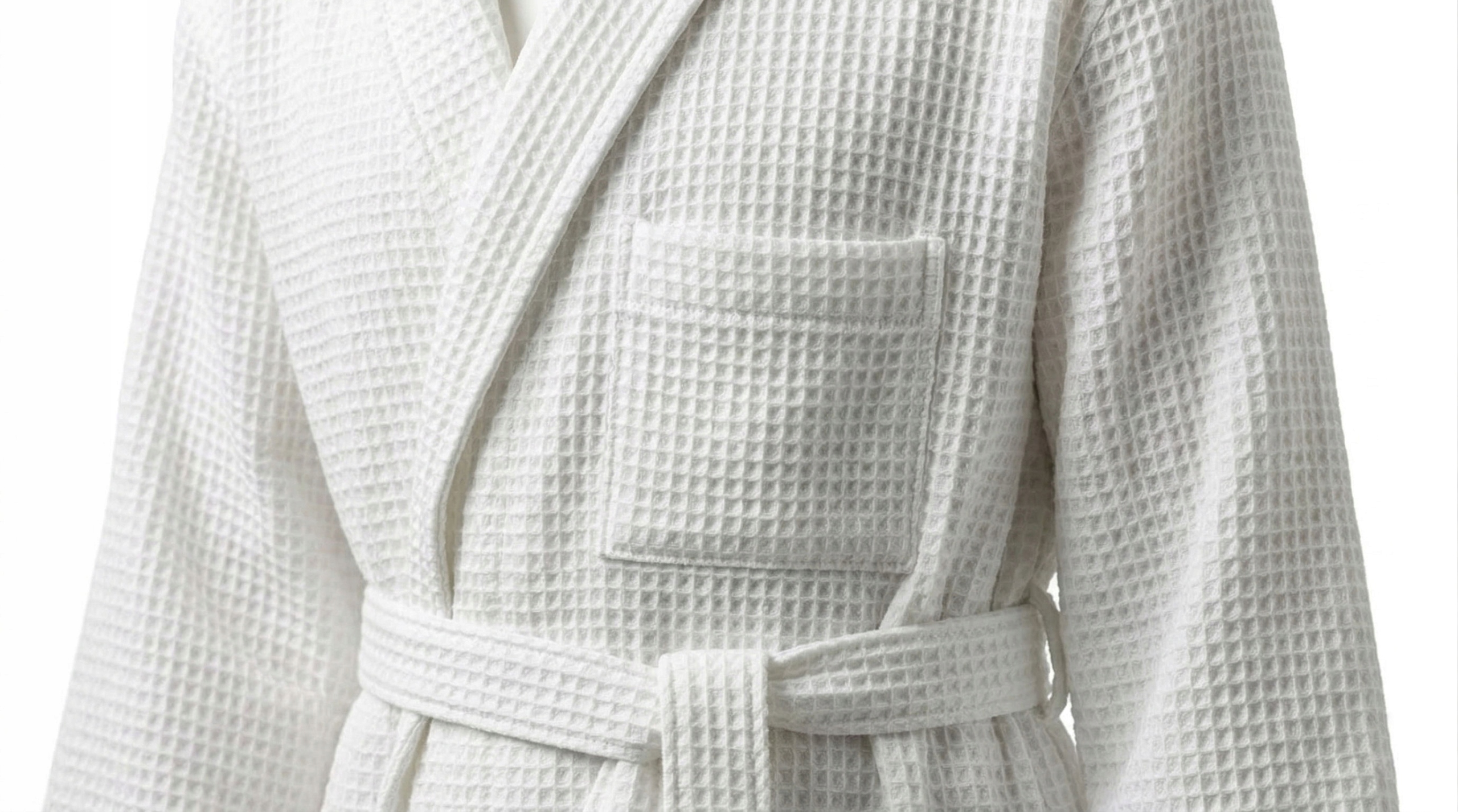 Szlafrok Biały Wafel Damski Męski Kimono Uniwersalny rozmiar SAUNA BASEN - S-XL - obrazek 8