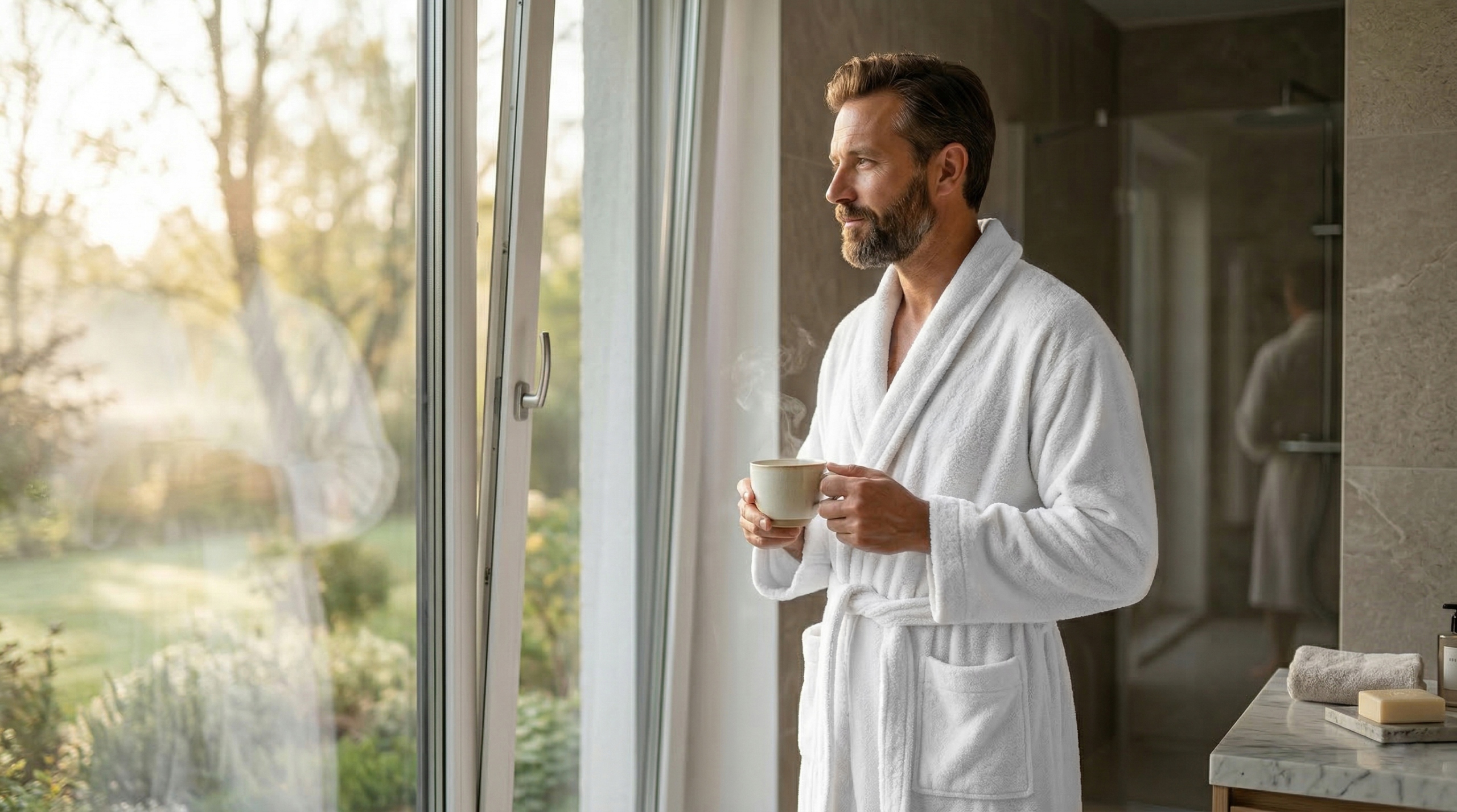Szlafrok Biały Frotte Damski Męski Bawełna Unisex Hotelowy Miękki Chłonny S-XL - obrazek 10