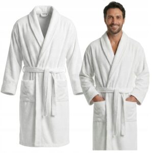 Szlafrok Biały Frotte Damski Męski Bawełna Unisex Hotelowy Miękki Chłonny S-XL